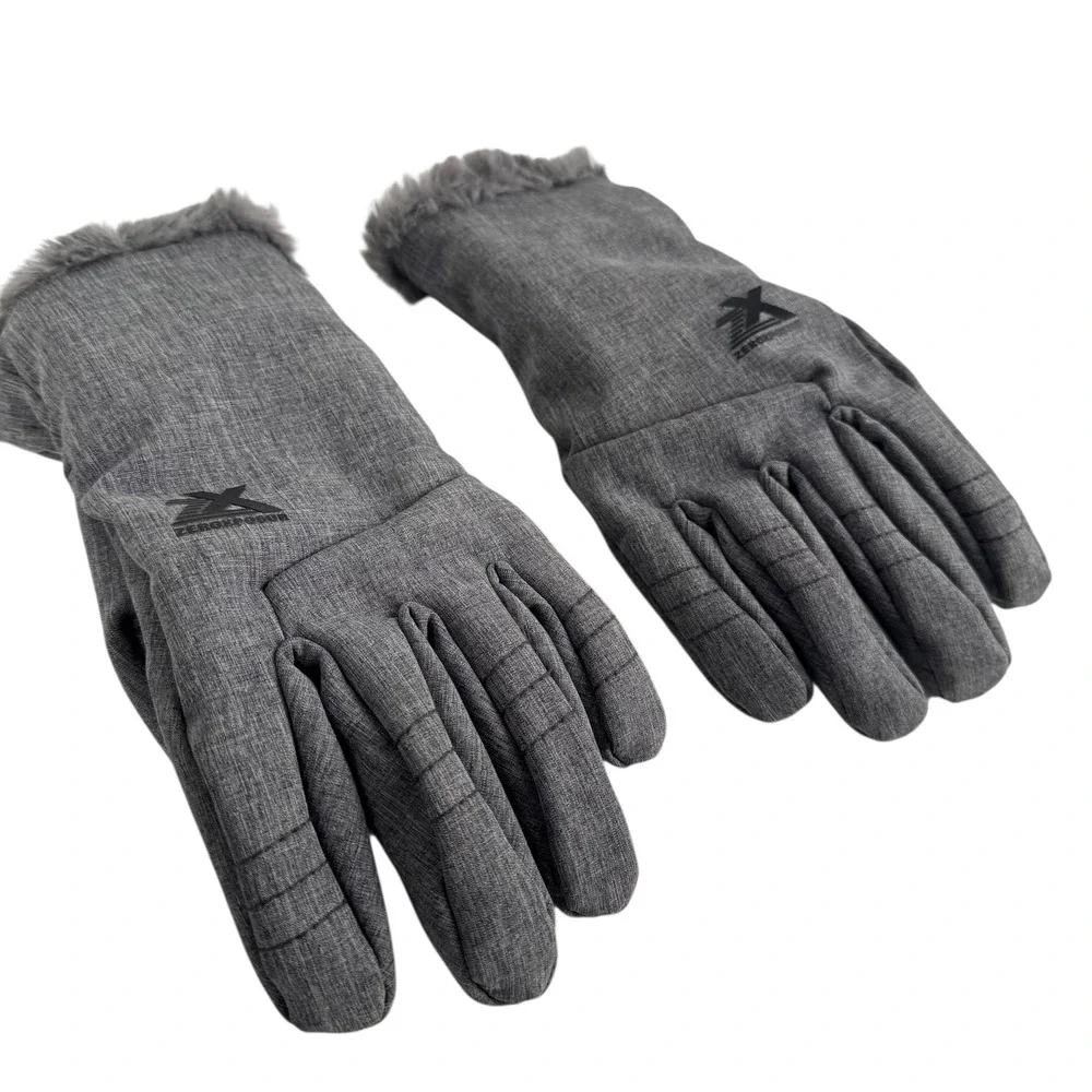 Zero Exposure Warm Faux Fur Trim Gloves Touchscreen Compatible‎ Gray S/M 174